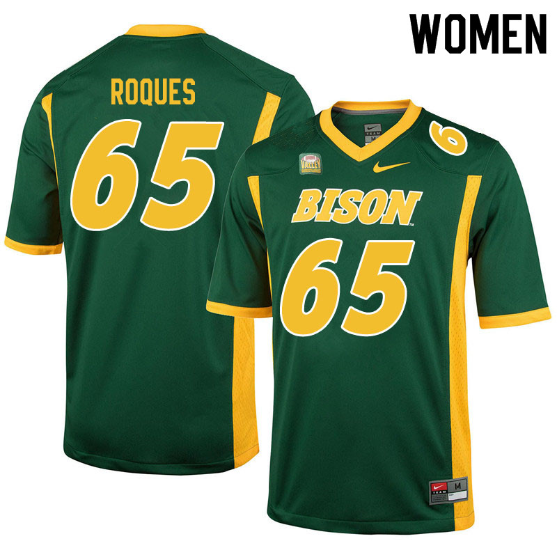 Women #65 Loshiaka Roques North Dakota State Bison College Football Jerseys Sale-Green